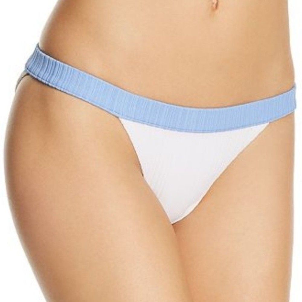 Onia Women's White Leila Ribbed High Cut Bikini Bottoms Size Large New